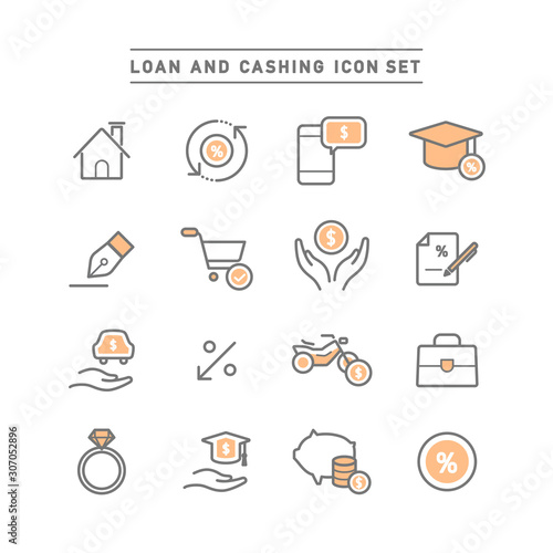 LOAN AND CASHING ICON SET