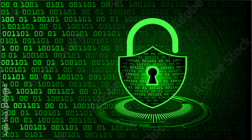 Closed Padlock on digital background, cyber security