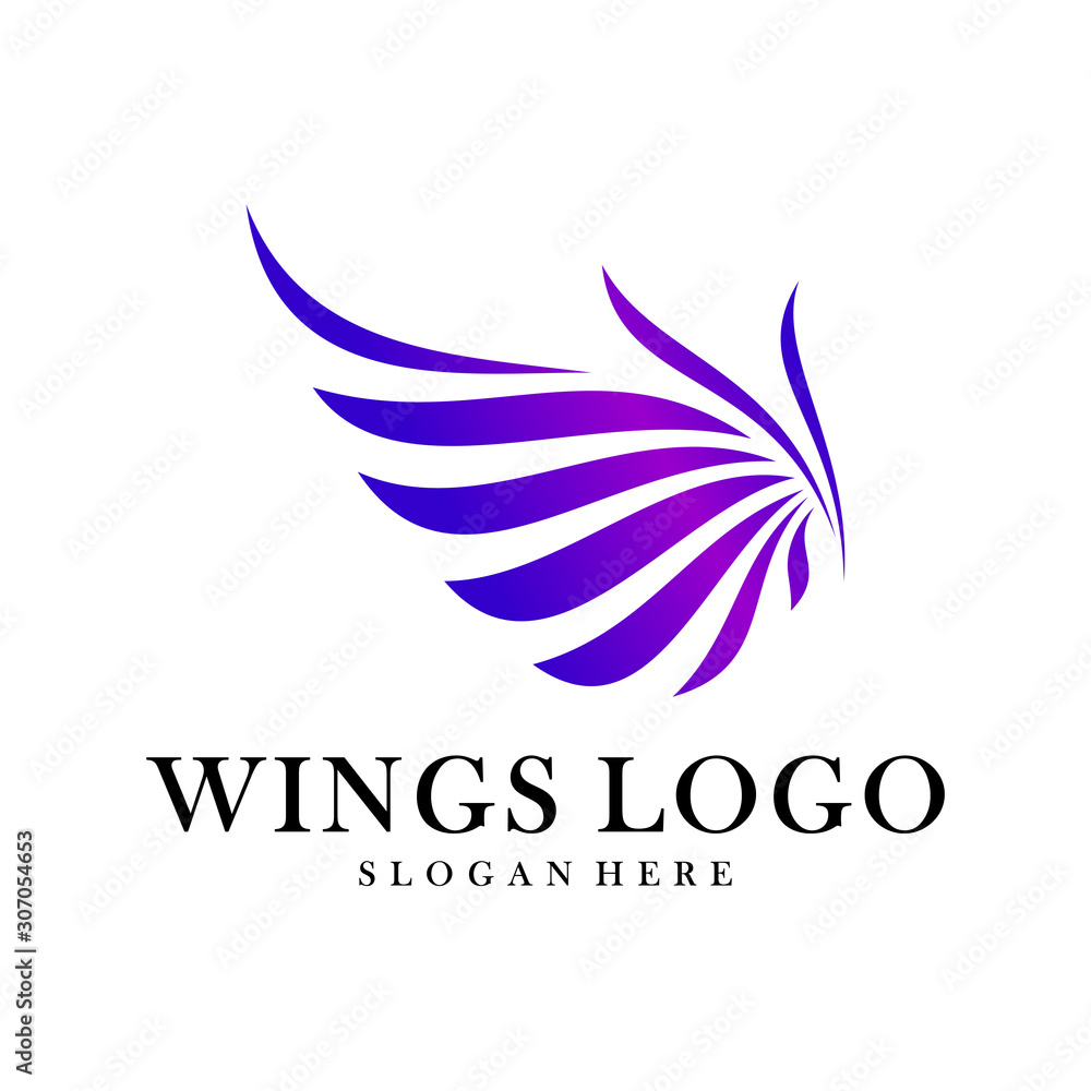 Luxury Wings Logo Design Vector Template. Icon Symbol. Illustration Luxury Wings Logo Design Vector Template. Icon Symbol. Illustration