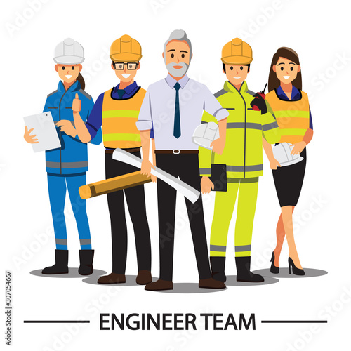 Technician and builders and engineers and mechanics People teamwork ,Vector illustration cartoon character.