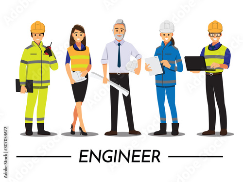 Technician and builders and engineers and mechanics People teamwork ,Vector illustration cartoon character. photo