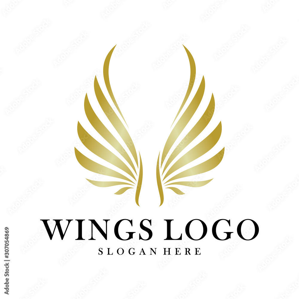 Luxury Wings Logo Design Vector Template. Icon Symbol. Illustration Luxury Wings Logo Design Vector Template. Icon Symbol. Illustration
