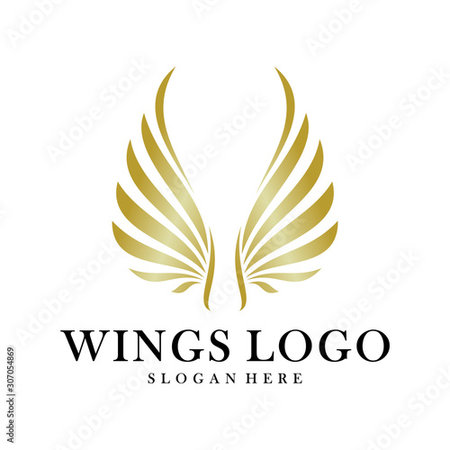Luxury Wings Logo Design Vector Template. Icon Symbol. Illustration