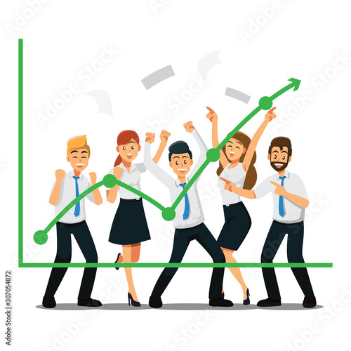 happy team businessman . cartoon character  illustration