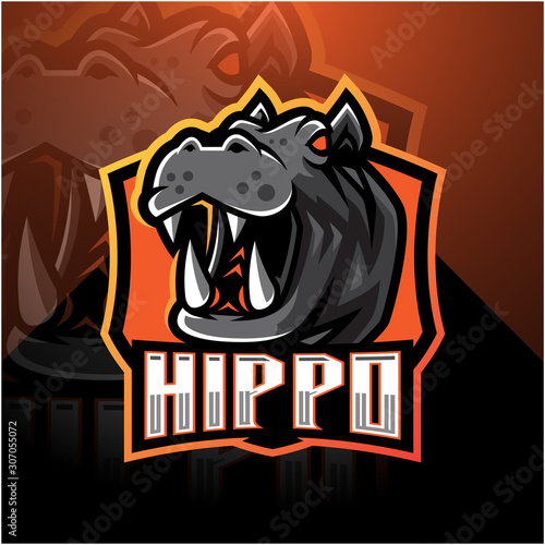 Hippo esport mascot logo design