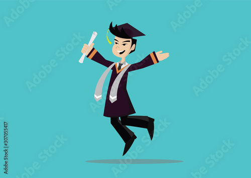 Boy graduation gown illustration.