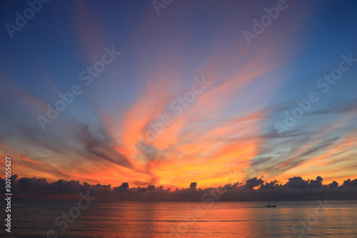 beautiful sunrise on the sea © rathchapon