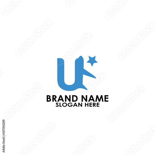 logo letter u with icon airplane vector design © trio