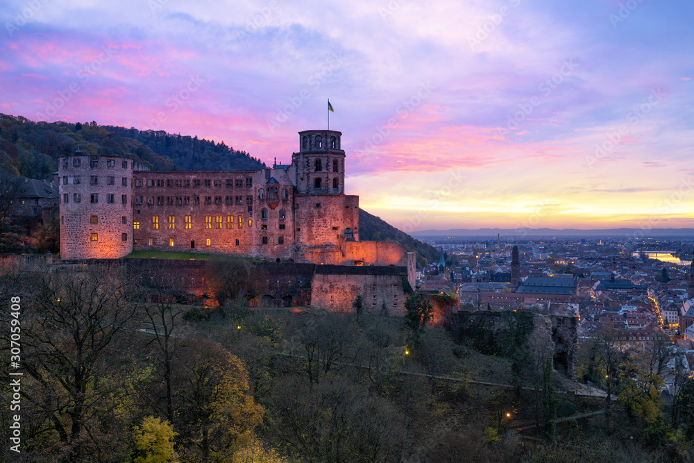 Heidelberger Schloss zum Sonnenuntergang