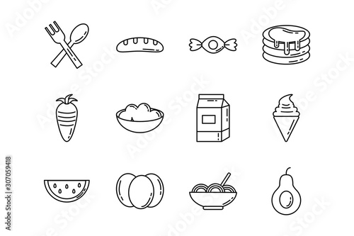 bundle of nutritive food set icons