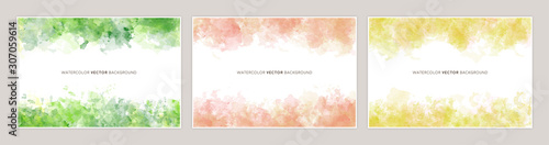 水彩ベクターフレーム：グリーン、オレンジ、イエロー