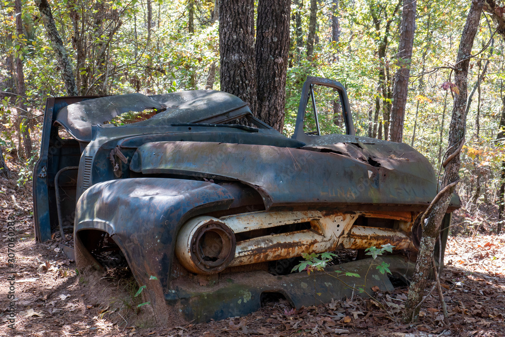 abandoned car in the forest abandoned car in the forest