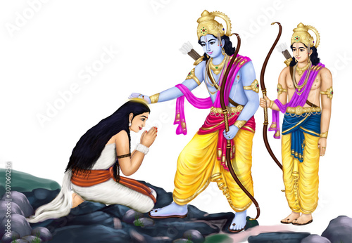 Lord Rama with Seeta and Lakshmana photo