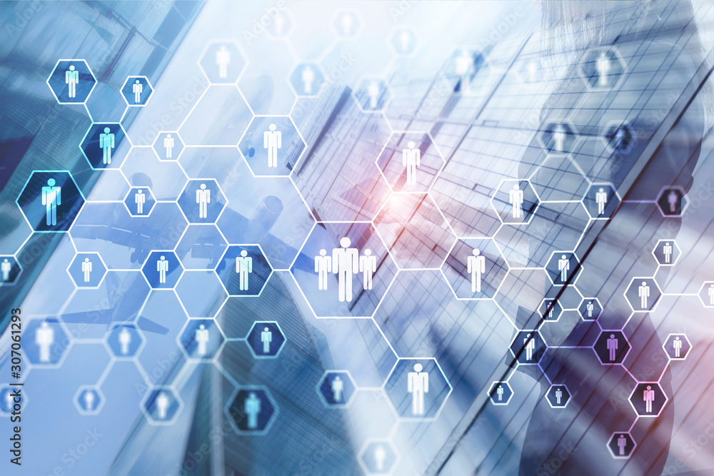 Naklejka premium HR, Human Resources, Recruitment, Organisation structure and social network concept.