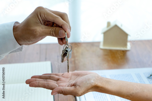 Sale representative or insurance broker offer house purchase