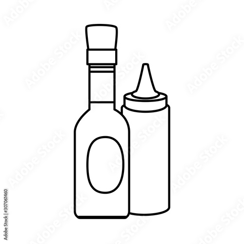set of delicious sauces line style icon vector illustration design