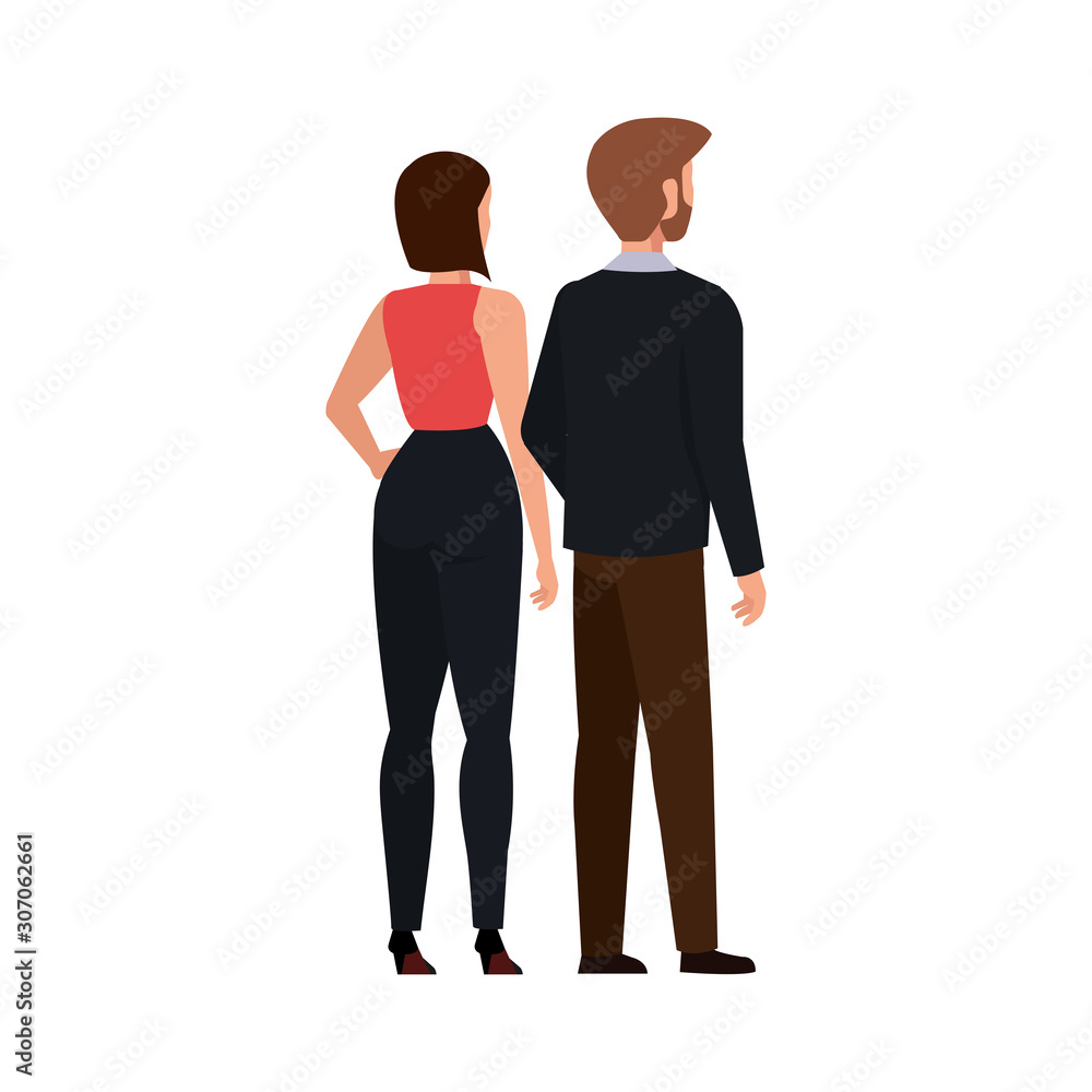 back business couple elegant avatar character vector illustration design back business couple elegant avatar character vector illustration design