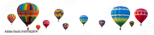 Fényképezés Colorful Hot Air Balloons isolated on white background