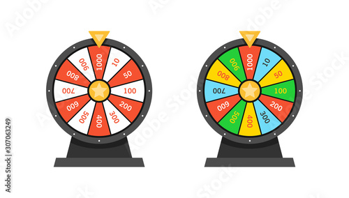 Set of Wheels Of Fortune lottery luck. isolated on white background