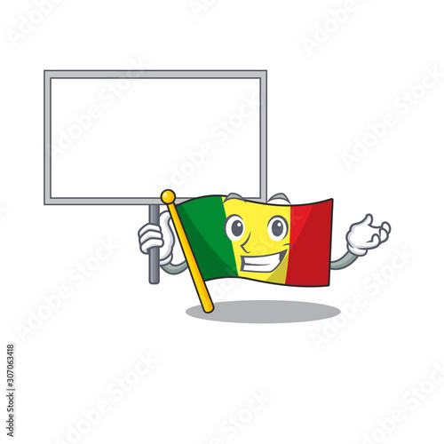 Smiling flag mali cute cartoon style Bring board