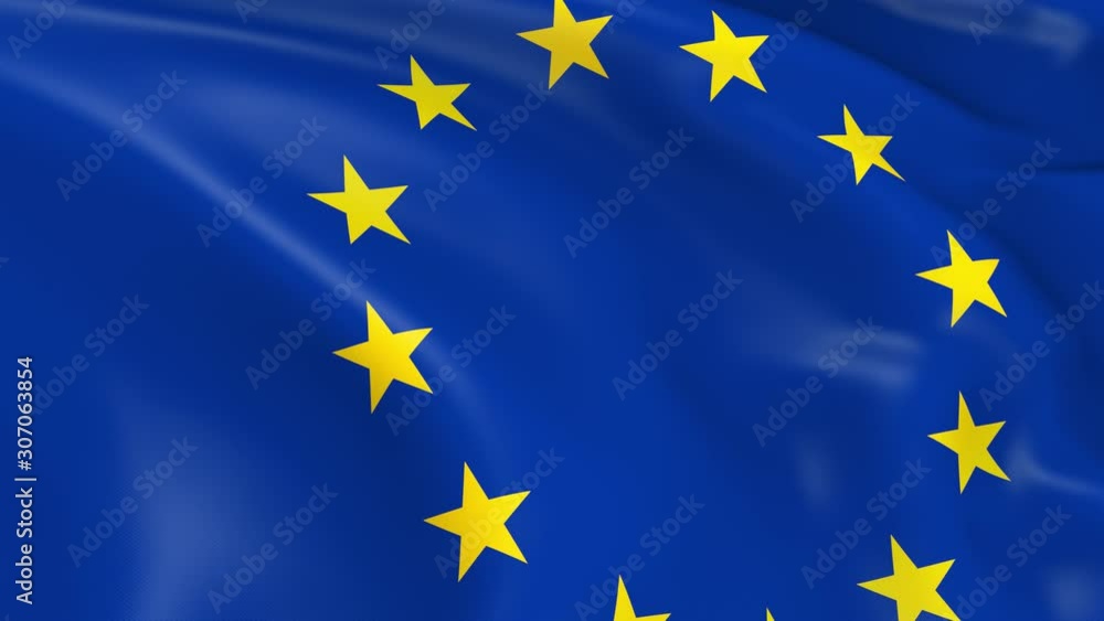 Photo realistic slow motion 4KHD flag of the Europion Union waving in the wind. Seamless loop animation with highly detailed fabric texture in 4K resolution. Photo realistic slow motion 4KHD flag of the Europion Union waving in the wind. Seamless loop animation with highly detailed fabric texture in 4K resolution.