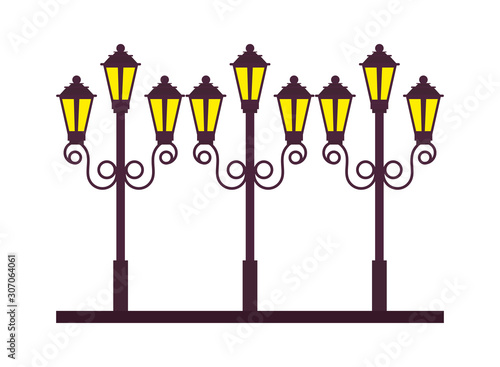 park lanterns post urban isolated icon