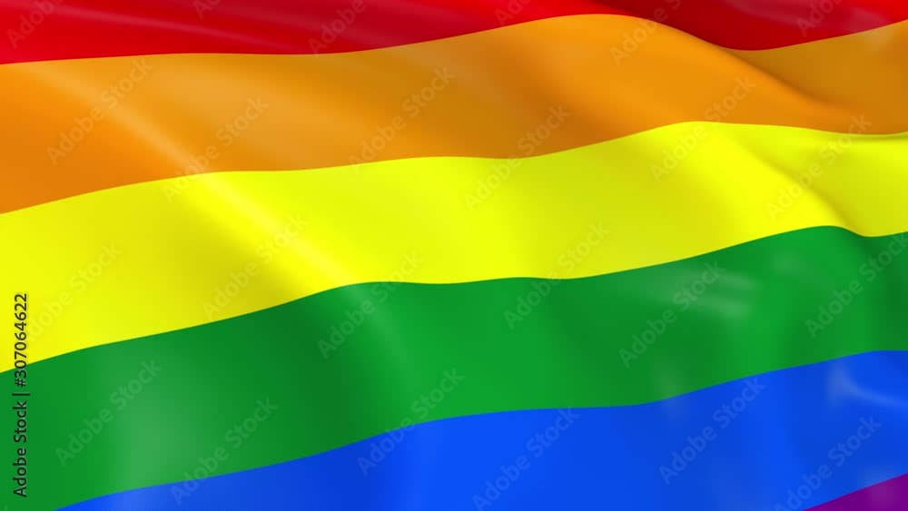 Photo realistic slow motion 4KHD flag of the Gay Pride Rainbow waving ...