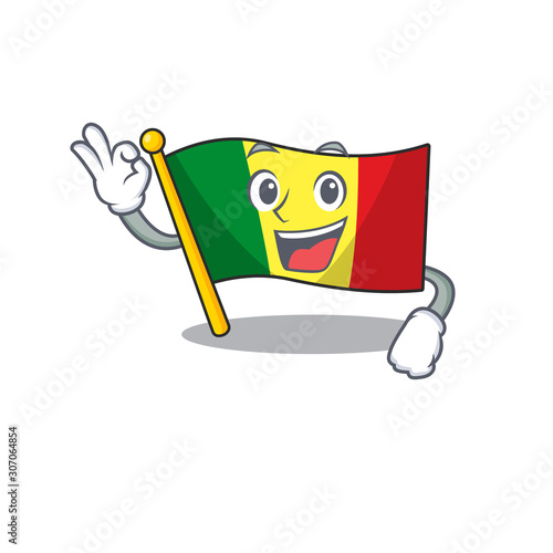 Sweet flag mali cartoon character making an Okay gesture