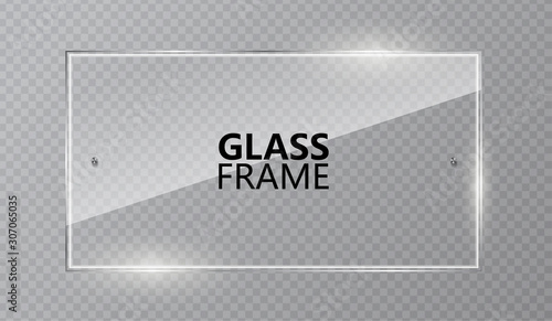Set of glass frames  isolated on transparent background. Vector glass tamoletes for banner, post