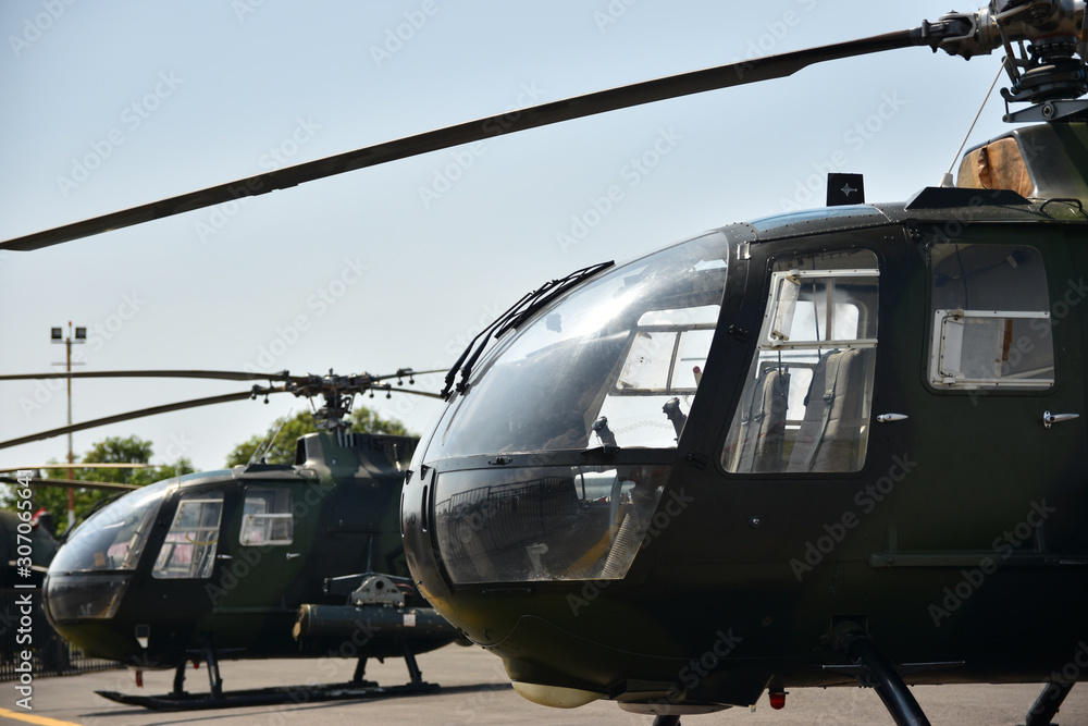 Helicopter parking at the airport on a sunny day Helicopter parking at the airport on a sunny day