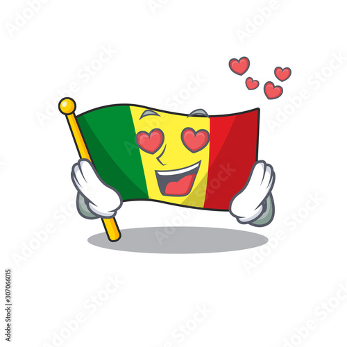 falling In love Happy cute flag mali cartoon design