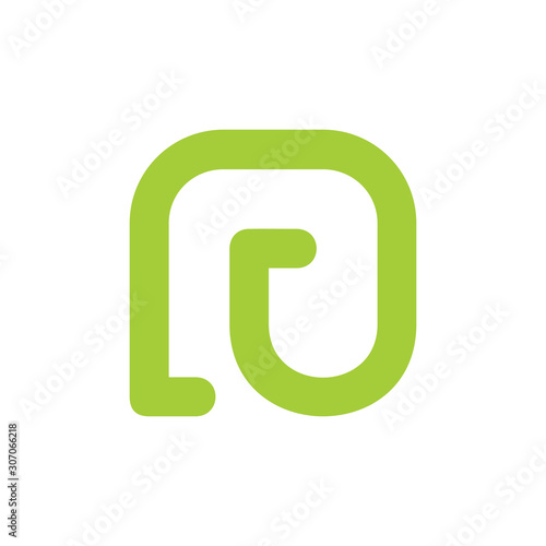 letter nu simple line logo vector