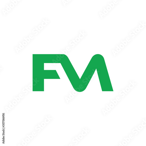 letter fm simple linked design vector