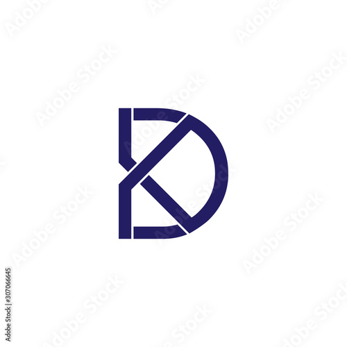 letter dk simple linked line logo vector