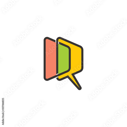 letter dr talk bubble  outline colorful logo vector