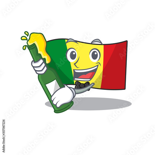 Super cool Boxing winner flag mali in mascot cartoon style