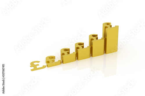 Business graph from currency symbols  represents growth in the new year three-dimensional rendering  3D illustration