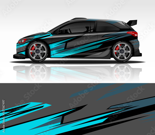 Car wrap decal design vector, for advertising or custom livery WRC style, race rally car vehicle sticker and tinting.