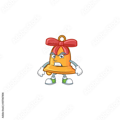 Christmas bell cartoon character style with angry face photo