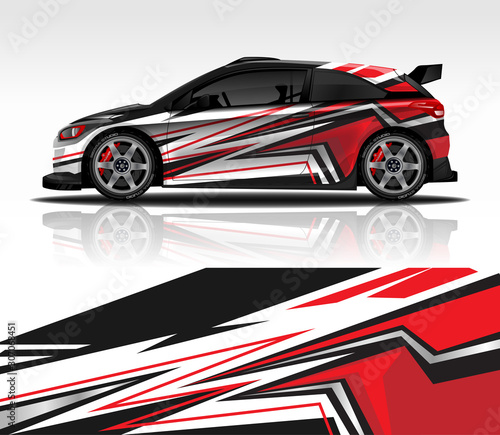 Car wrap decal design vector  for advertising or custom livery WRC style  race rally car vehicle sticker and tinting.