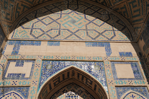 The arch and gates of the ancient Asian traditional ornament. The details of the architecture of medieval Central Asia