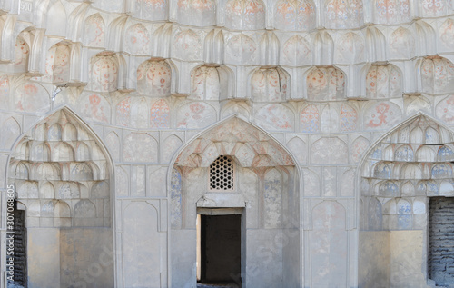 The arch and gates of the ancient Asian traditional ornament. The details of the architecture of medieval Central Asia