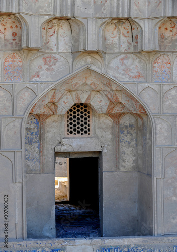 The arch and gates of the ancient Asian traditional ornament. The details of the architecture of medieval Central Asia