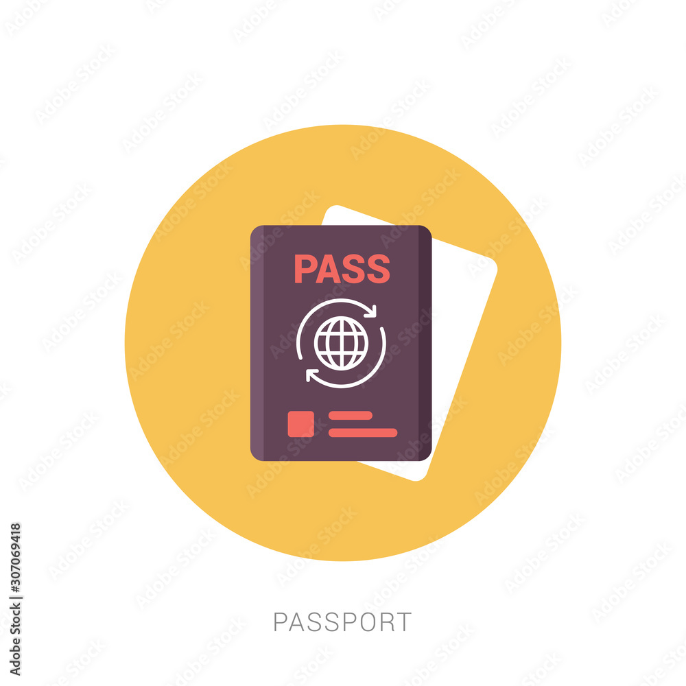 Passport with tickets. Air travel concept. Flat Design citizenship ID for traveler isolated. Passport with tickets. Air travel concept. Flat Design citizenship ID for traveler isolated.
