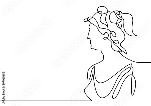 young woman Artemis- continuous line drawing