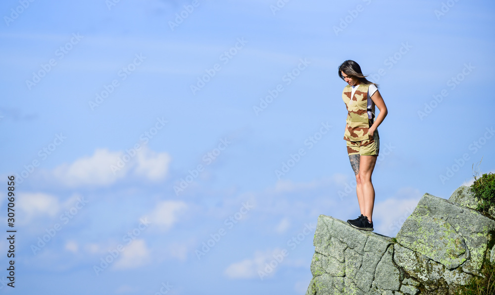 Observing Point Brave Girl Dangerous Cliff Suicidal Mood Brave And