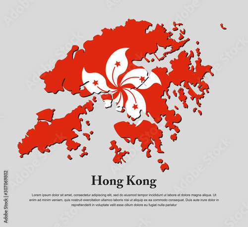 Vector map Hong Kong region China flag template