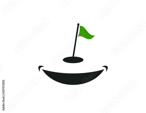 laughing golf typography with smiling land and nose hole