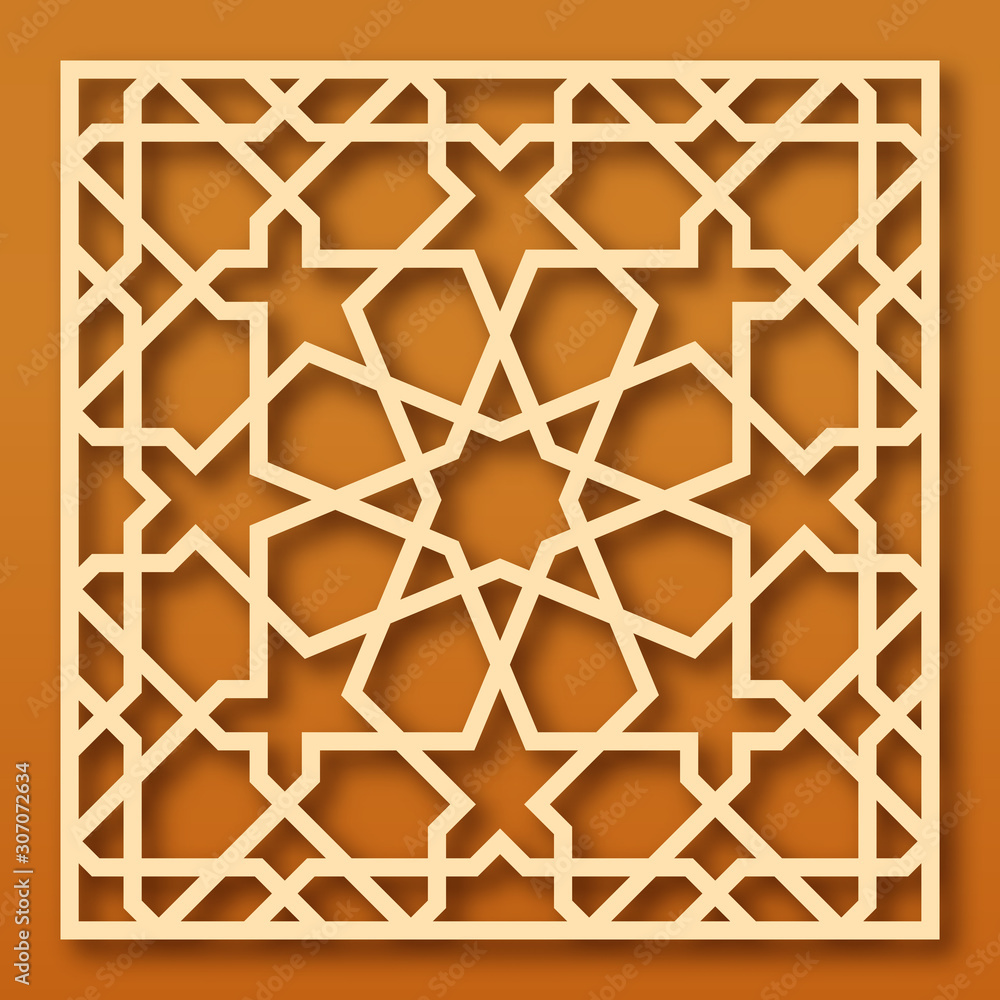 Decorative panel for laser cutting. Oriental geometric pattern. Decorative panel for laser cutting. Oriental geometric pattern.
