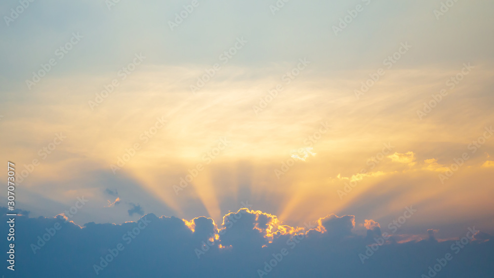 Sunlight sunrays or sunbeams over clouds and blue sky like heaven for background. Sunlight sunrays or sunbeams over clouds and blue sky like heaven for background.